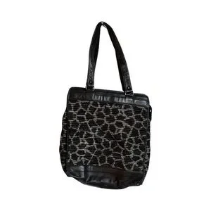Vintage Missoni Sport leather and wool animal print tote bag